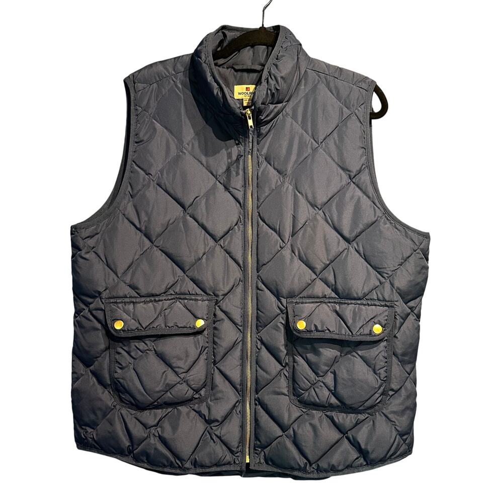 Woolrich Size XXL Down Quilted Vest Puffer Vest Navy Snap Pockets
